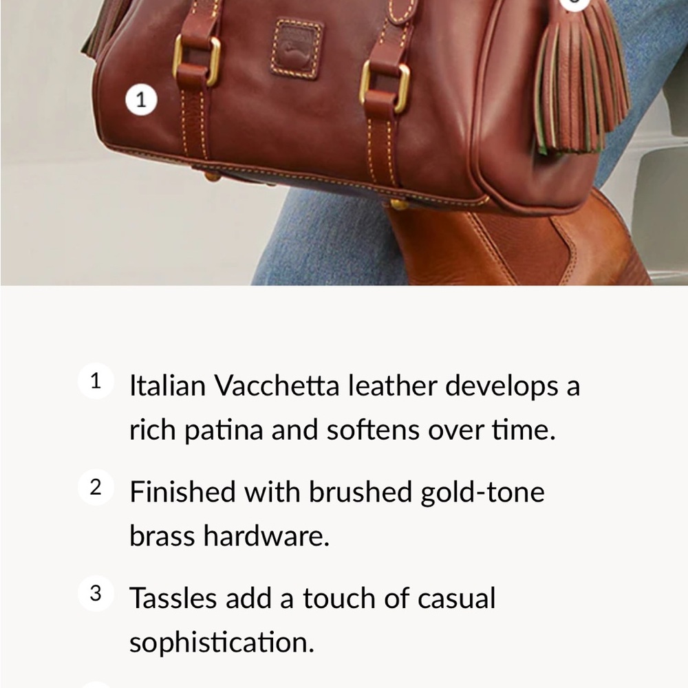 Dooney & Bourke Florentine Leather Satchel Pumpkin Spice - Picture 16 of 16